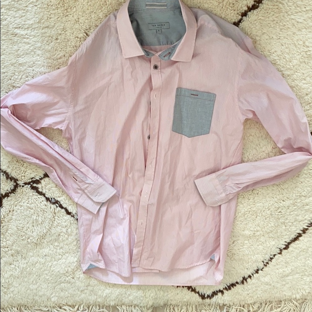 Ted Baker London men’s pink stripe dress shirt